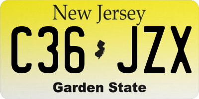 NJ license plate C36JZX