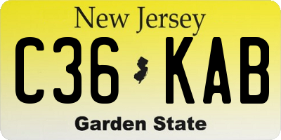 NJ license plate C36KAB