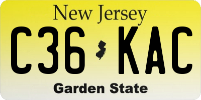 NJ license plate C36KAC