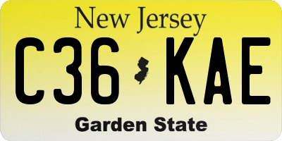 NJ license plate C36KAE