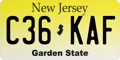 NJ license plate C36KAF