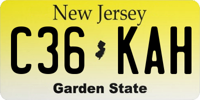 NJ license plate C36KAH