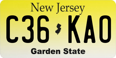 NJ license plate C36KAO