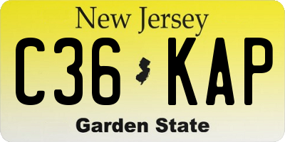 NJ license plate C36KAP