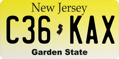 NJ license plate C36KAX