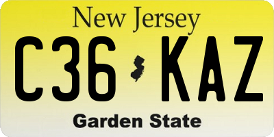 NJ license plate C36KAZ