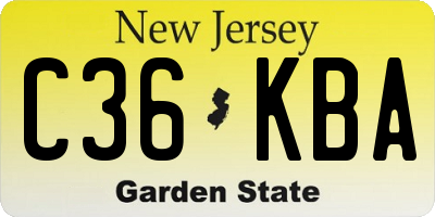 NJ license plate C36KBA