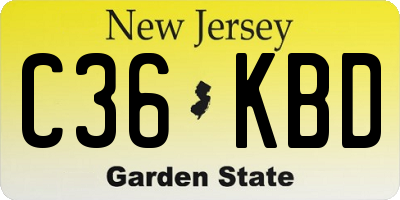 NJ license plate C36KBD