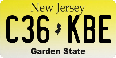 NJ license plate C36KBE