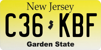 NJ license plate C36KBF