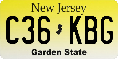 NJ license plate C36KBG