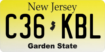NJ license plate C36KBL