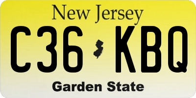 NJ license plate C36KBQ