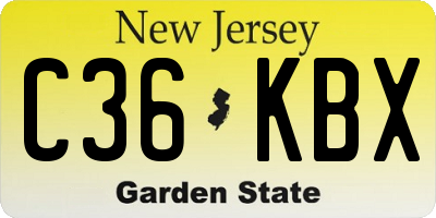 NJ license plate C36KBX