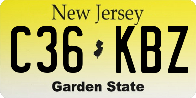 NJ license plate C36KBZ