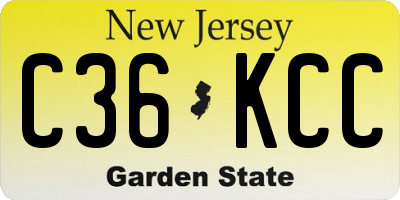 NJ license plate C36KCC