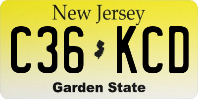 NJ license plate C36KCD