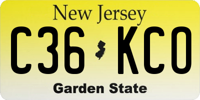 NJ license plate C36KCO