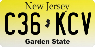NJ license plate C36KCV