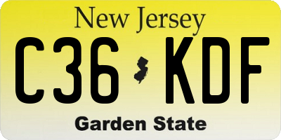 NJ license plate C36KDF