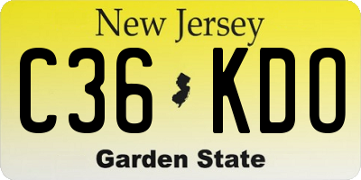 NJ license plate C36KDO