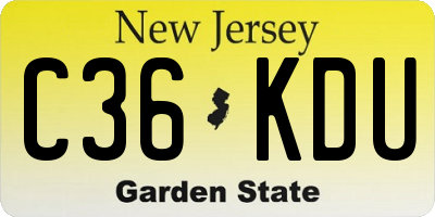 NJ license plate C36KDU