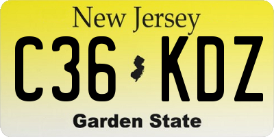 NJ license plate C36KDZ