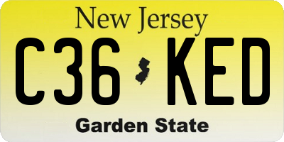 NJ license plate C36KED