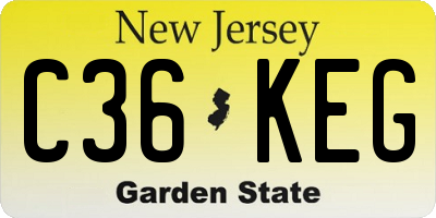NJ license plate C36KEG