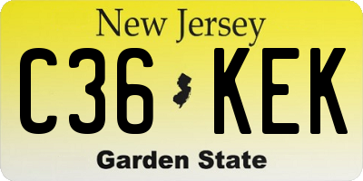 NJ license plate C36KEK