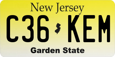 NJ license plate C36KEM