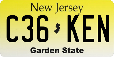 NJ license plate C36KEN