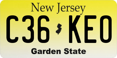 NJ license plate C36KEO