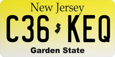NJ license plate C36KEQ