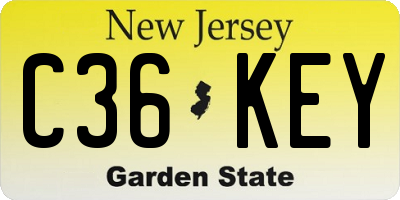 NJ license plate C36KEY