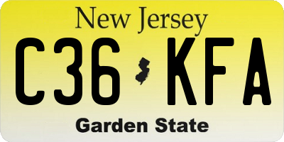 NJ license plate C36KFA