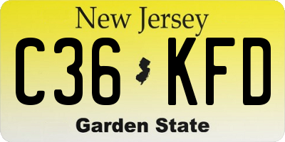 NJ license plate C36KFD