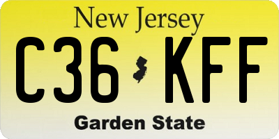 NJ license plate C36KFF