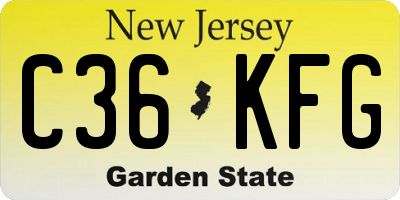NJ license plate C36KFG