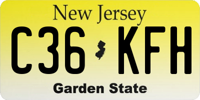 NJ license plate C36KFH