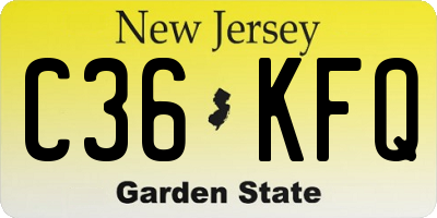 NJ license plate C36KFQ