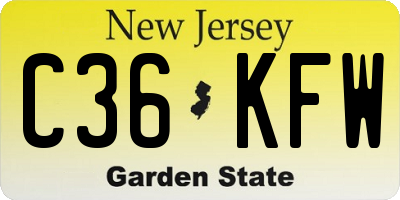 NJ license plate C36KFW