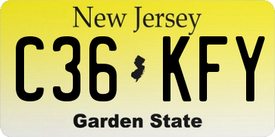 NJ license plate C36KFY