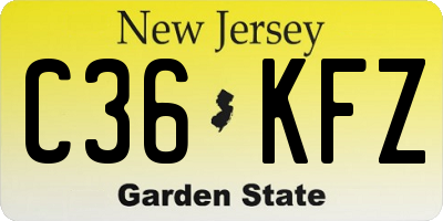 NJ license plate C36KFZ