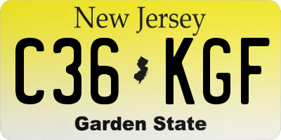 NJ license plate C36KGF