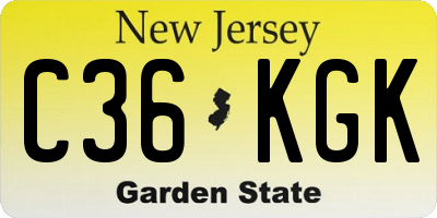 NJ license plate C36KGK