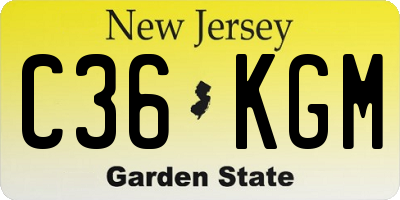 NJ license plate C36KGM