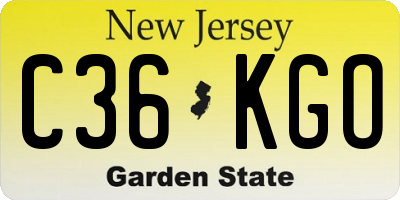 NJ license plate C36KGO