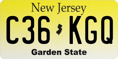 NJ license plate C36KGQ