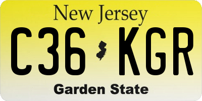 NJ license plate C36KGR